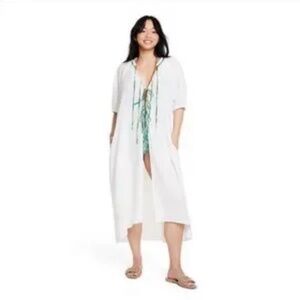 Rhode White Women's Swim Cover-Up tie front M